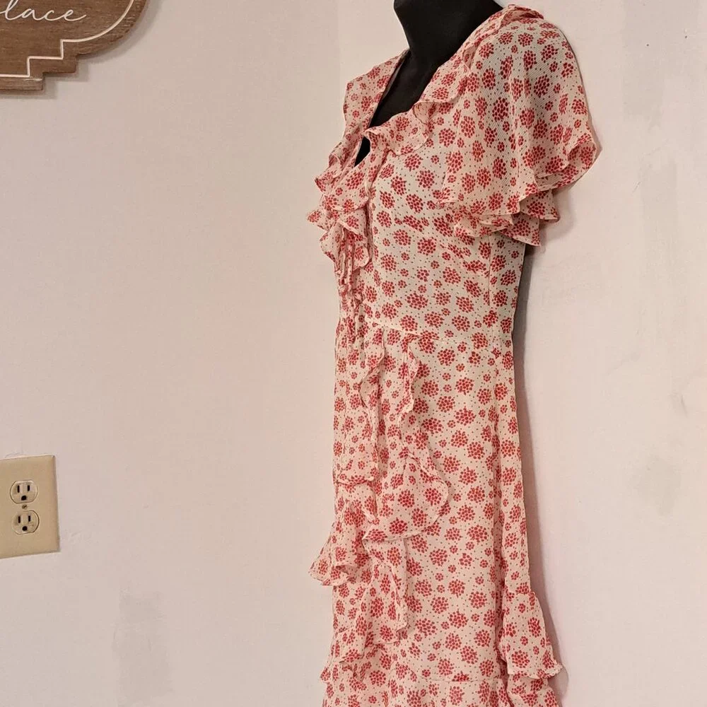 Princess Polly Women's White and Red Ruffled Mini Dress Misses Size 0 - Picture 8 of 11